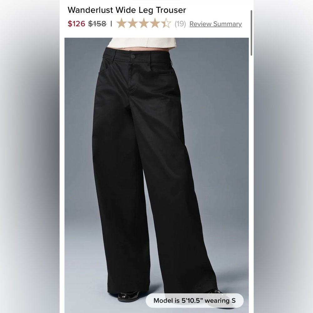 ALO Yoga Wanderlust Wide Leg Trouser Black Medium - NWT!